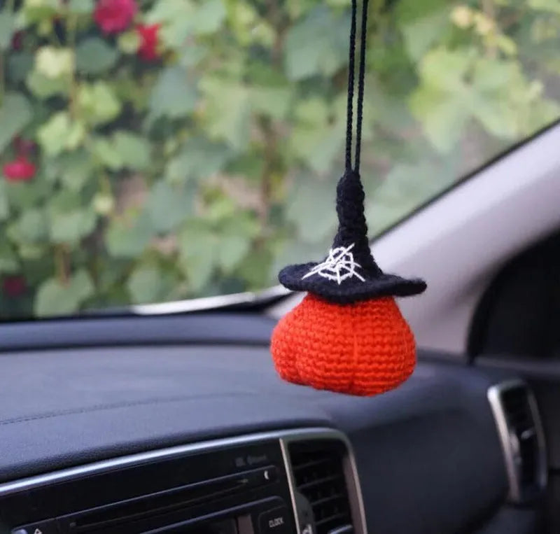 Plush hand-woven car hanging ornament with Halloween cartoon character design