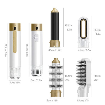 6-in-1 hot air styling comb with leather storage case for curling and straightening hair