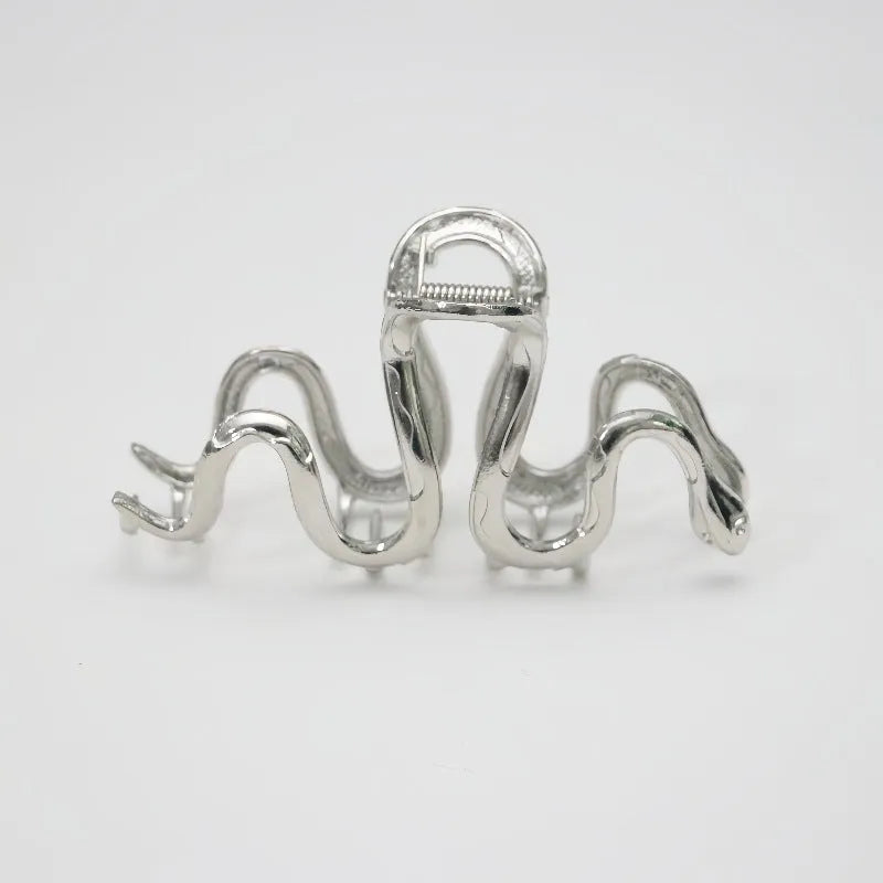 Silver Slytherin snake metal hair clip barrette measuring 10.5 cm on a white background.