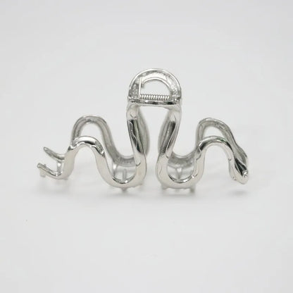 Silver Slytherin snake metal hair clip barrette measuring 10.5 cm on a white background.
