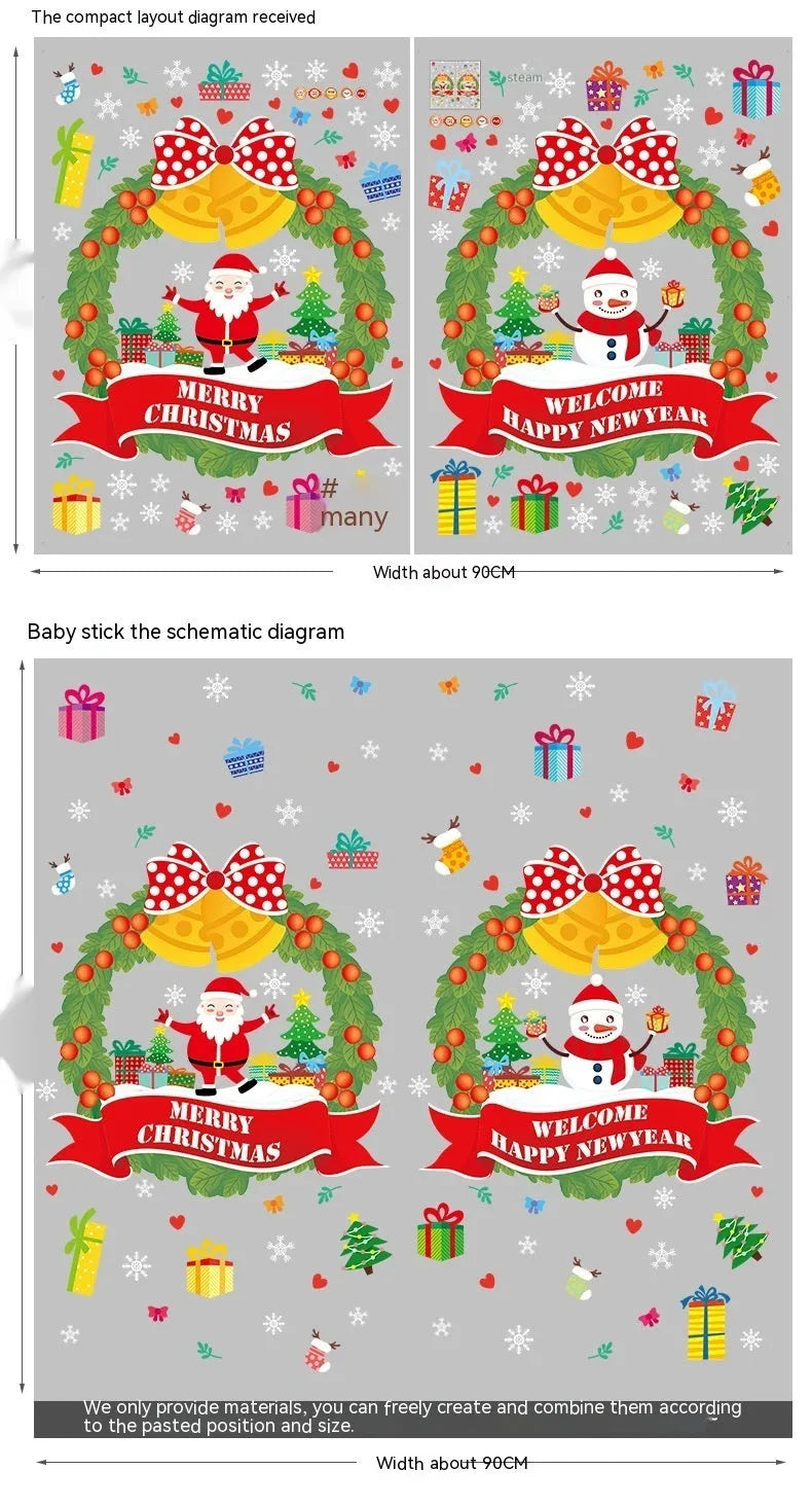 Large colourful cartoon pattern electrostatic Christmas wall sticker on a window.