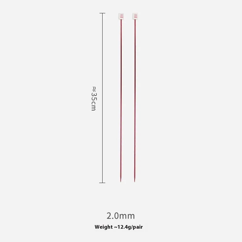 Crochet hook set with 13 sizes from 2.0mm to 10.0mm, each hook has a protective cap, showing lengthened 15cm shafts