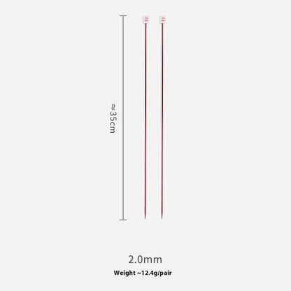 Crochet hook set with 13 sizes from 2.0mm to 10.0mm, each hook has a protective cap, showing lengthened 15cm shafts