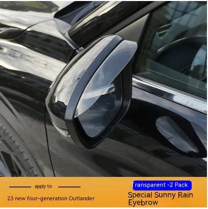 Black engineering plastic window deflectors installed on a 2023 Mitsubishi Outlander.