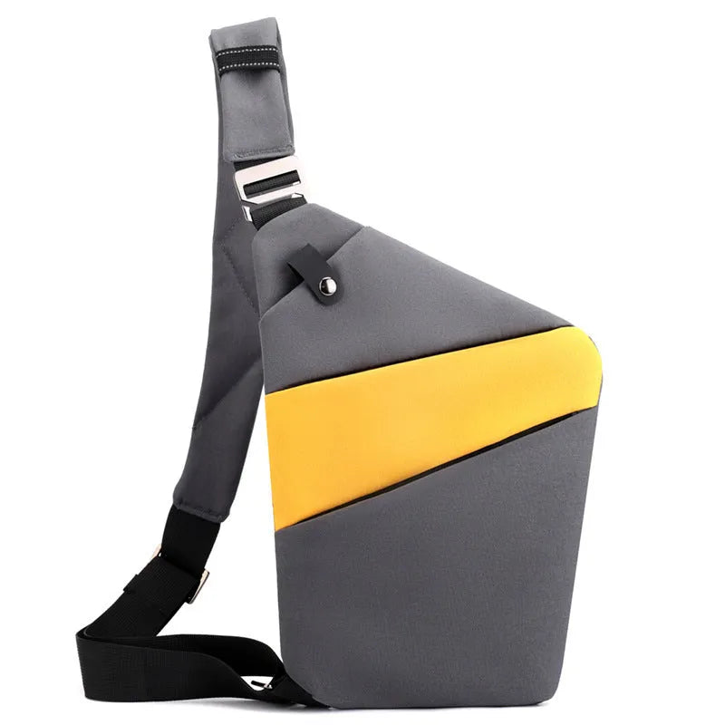 Canvas chest bag 31x20x1cm, 190g, one-shoulder crossbody with anti-radiation fabric inside, smoke black or silver grey