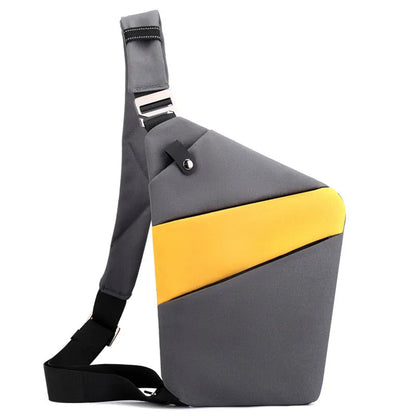 Canvas chest bag 31x20x1cm, 190g, one-shoulder crossbody with anti-radiation fabric inside, smoke black or silver grey