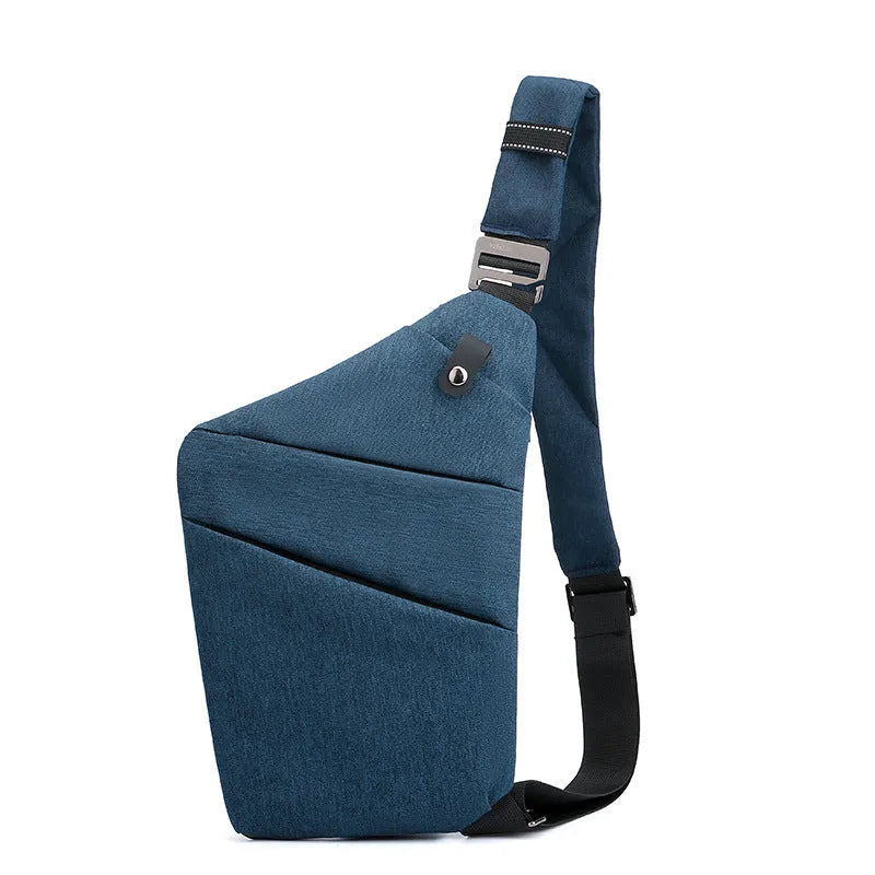 Canvas chest bag 31x20x1cm, 190g, one-shoulder crossbody with anti-radiation fabric inside, smoke black or silver grey