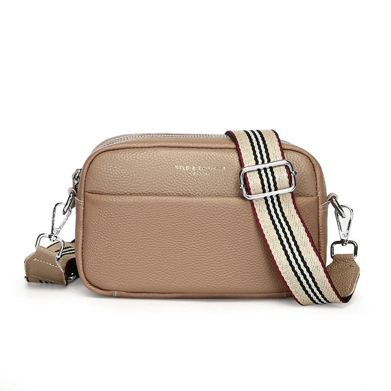 Stylish cowhide shoulder messenger bag with adjustable strap in various colours
