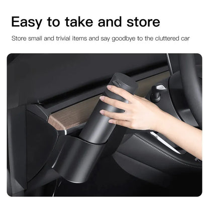 Tesla Model 3 and Y dashboard water cup holder in plastic with a carry handle.