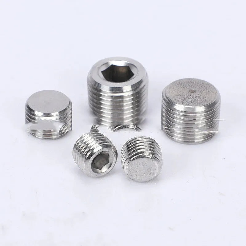 Stainless steel hexagonal bulkhead plug with 3/8 inch male thread