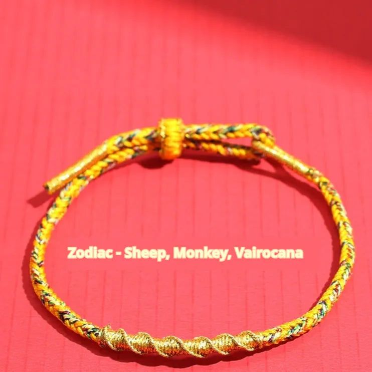 Woven eight-strand hand strap in zodiac-themed colours with flexible wire construction