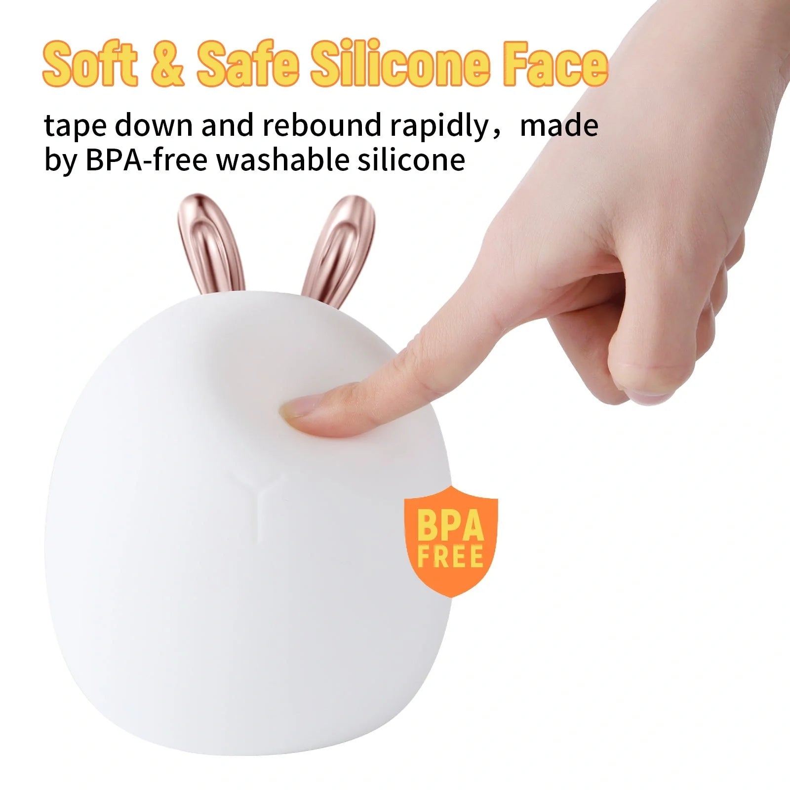 Adjustable silicone baby night light with touch control in adorable deer and rabbit designs