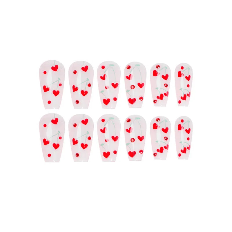 French Love Red Diamond Small Cherry Wear Armor nail art kit with 24 decorative sheets and adhesive