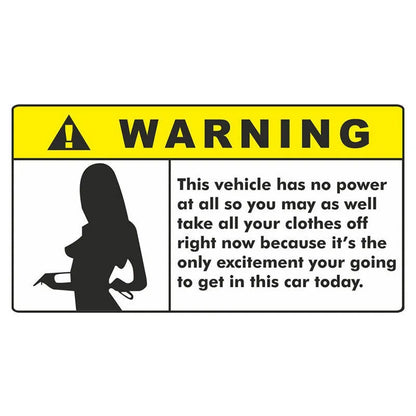13cm humorous comic design car warning sticker on a vehicle bumper.