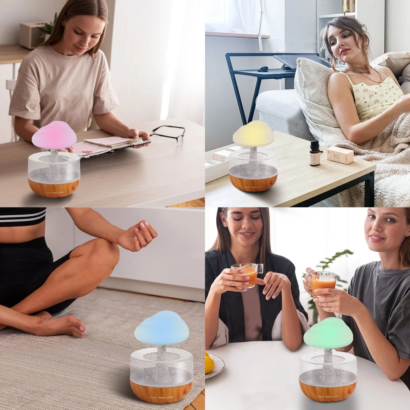 Soothing Cloud Humidifier with Relaxing Mood Lighting, Compact and Portable Design for Home or Office Use