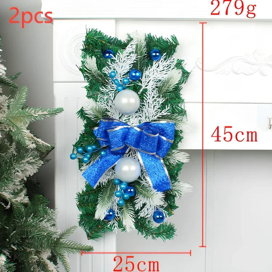 Red upside down glowing Christmas tree plastic door curtain pendant, 100-150cm height, lightweight hanger for holiday decor