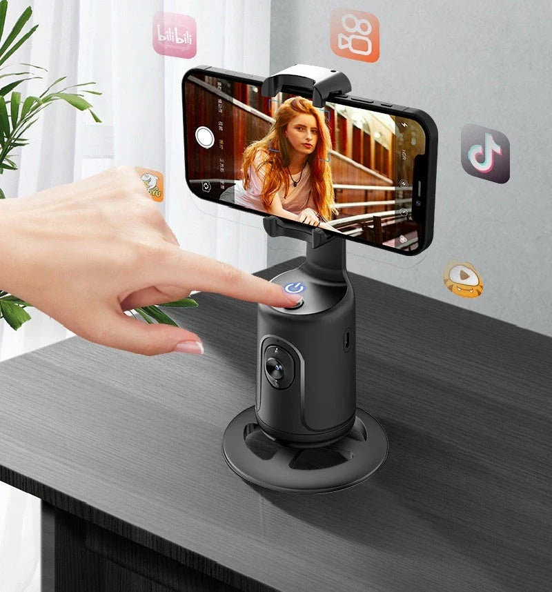 360 degree auto face tracking smartphone gimbal stabilizer with AI smart tracking and tripod for vlogging, live streaming, and video recording
