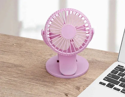 USB rechargeable mini clip fan in white with brushless motor and battery options