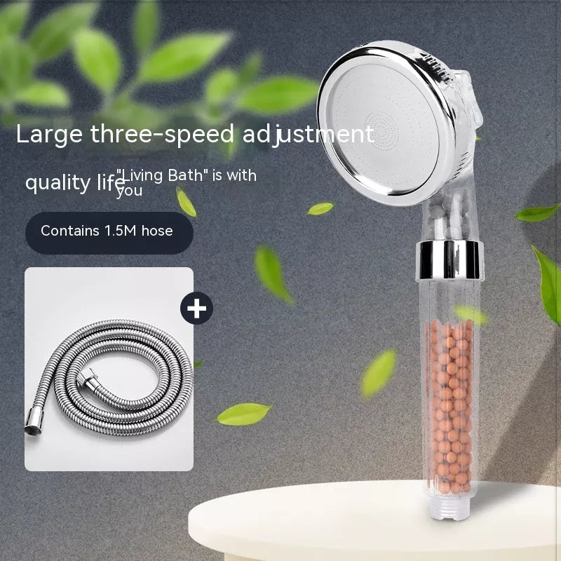 Three-speed Anion Supercharged Filtering Shower Head Nozzle with adjustable water flow settings