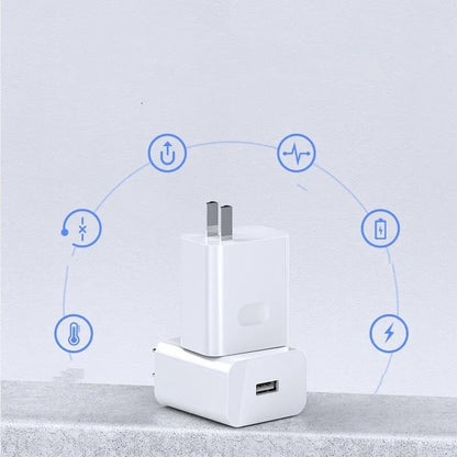 White 40W QC3.0 fast charger set with 5A charging cable for mobile phones