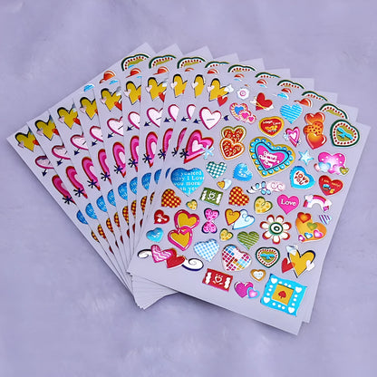 100 gold foil glitter heart reward stickers on backing sheet, approximately 20mm diameter