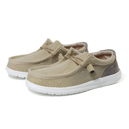 Green and orange men's canvas casual shoes with a coloured mosaic spliced pattern and round toe.