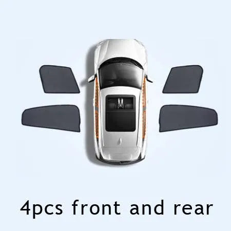 Nylon mesh car sunshade curtains for front, rear, and side windows, multiple piece set