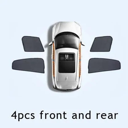 Nylon mesh car sunshade curtains for front, rear, and side windows, multiple piece set