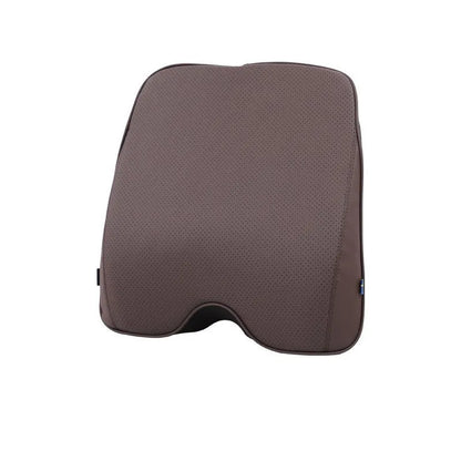 Minimalist brown car headrest pillow and lumbar seat cushion set for neck and back support