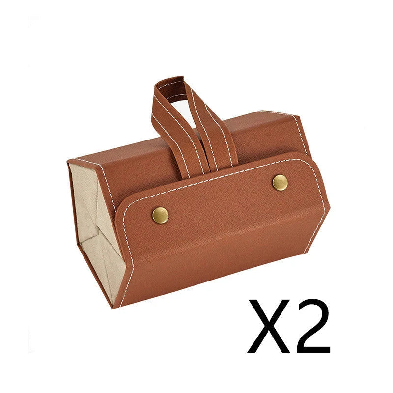 Foldable PU leather sunglasses and eyeglasses travel organiser case in black and brown