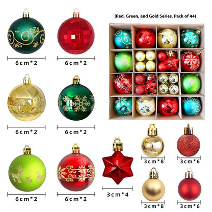 Christmas decoration pendant set with electroplated balls and painted gifts in cowhide presentation box