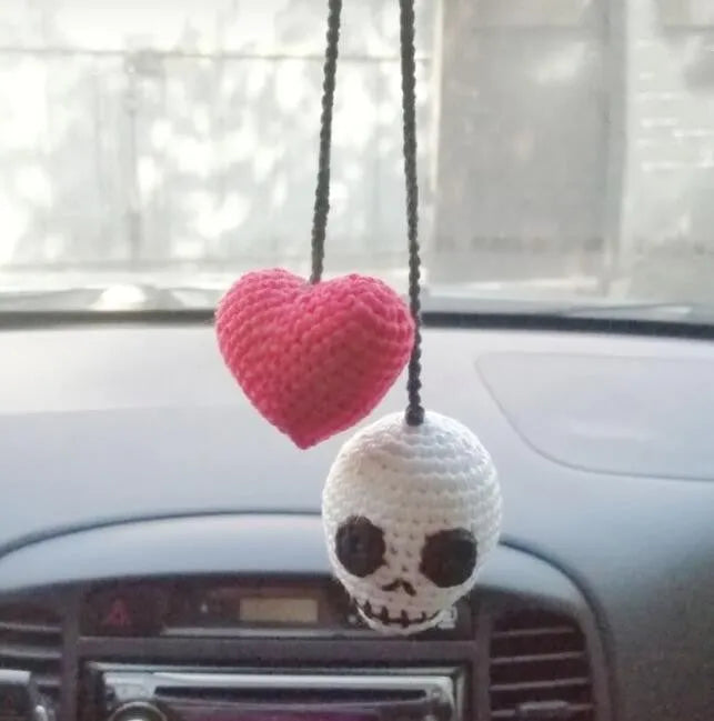 Plush hand-woven car hanging ornament with Halloween cartoon character design