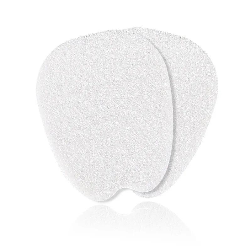 White thin felt anti-wear shoe tongue stickers showing front pad design for friction prevention