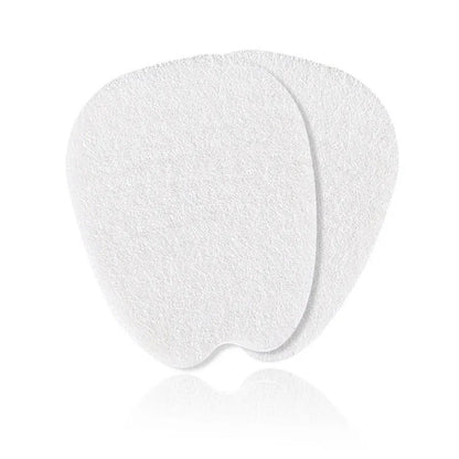 White thin felt anti-wear shoe tongue stickers showing front pad design for friction prevention