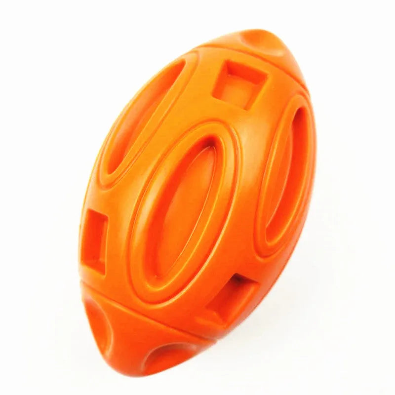 Blue green orange squeaky rubber chew ball dog toy for aggressive chewers
