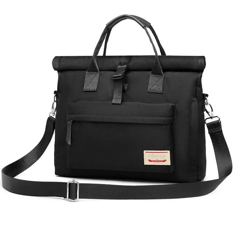 Shockproof laptop bag with waterproof nylon fabric in black colour showing protective inner liner