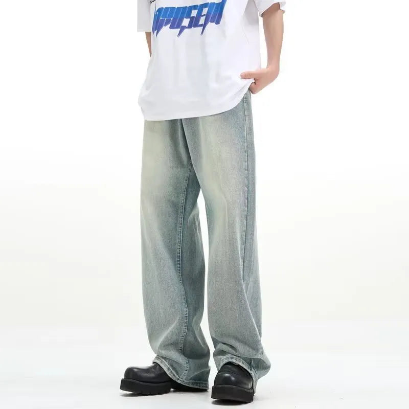 Retro trousers in blue with high-elasticity rabbit fur fabric, loose fit, sizes S to 3XL