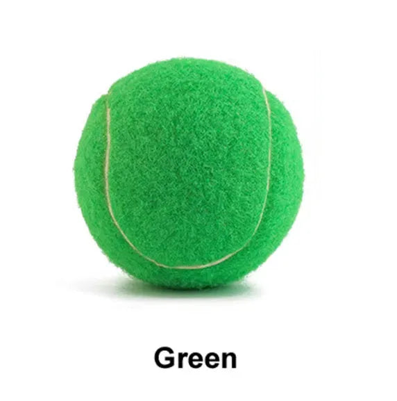 Rubber bite-resistant dog tennis ball in assorted bright colours, 6.3cm diameter.