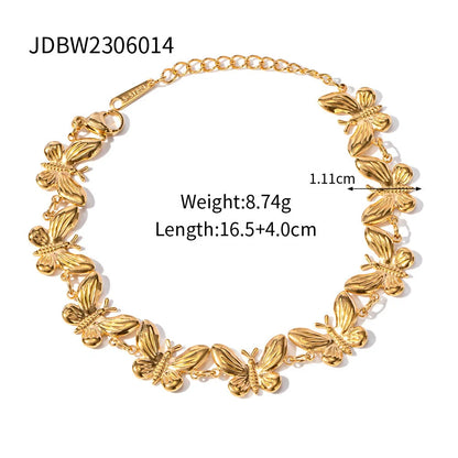 Elegant stainless steel bracelet with delicate butterfly design, available in a variety of fashionable colours