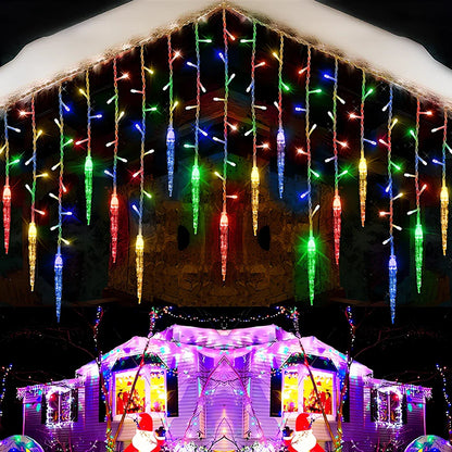3.5 metre LED icicle light bar with staggered 30cm-50cm hanging lamps and waterproof construction