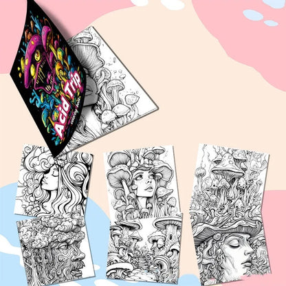 Acid tour colour creative painting book with paper pages, 200mm long.