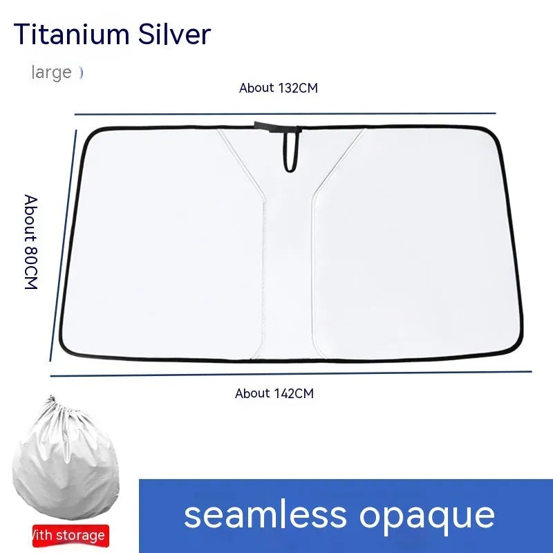 Double ring front shield car windscreen sunshade in titanium silver colour
