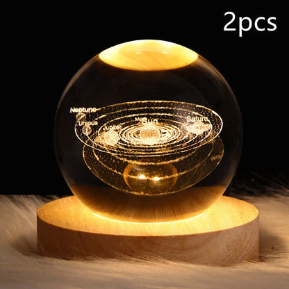 Enchanting galaxy crystal ball night light with 3D pattern, creating a mesmerizing celestial display for bedroom decor