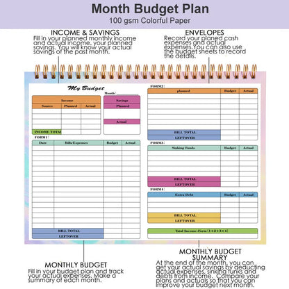B5 size spiral bound tally book with a blue PP cover, open to show lined pages for financial tracking.