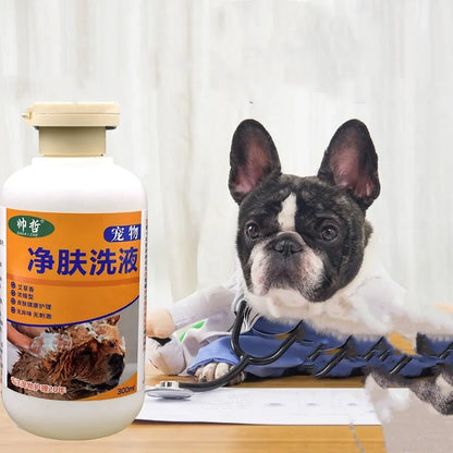 300ml bottle of pet medicine cleansing lotion for dog and cat skin moss treatment