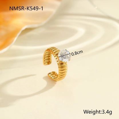 Gold electroplated stainless steel ring with heart shape design and open mouth fitting