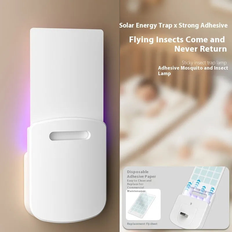 White UV mosquito killer lamp with USB charging port and adhesive insect catching boards