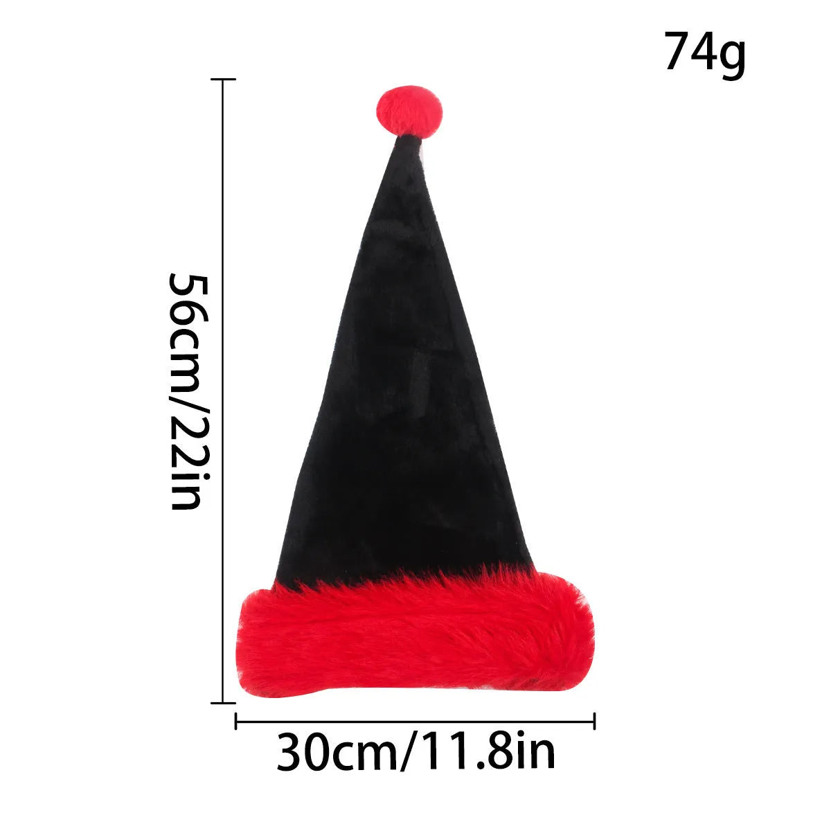 Oversized black and white plush Christmas hat with a classical European design.