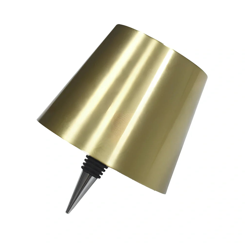 Wireless LED desk lamp in black tricolour finish, bottle-shaped with detachable base and touch control for 2000mAh powered lighting