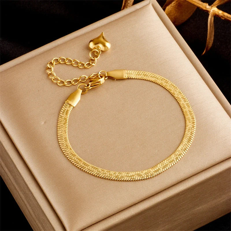 Gold plated stainless steel punk fashion bracelet for women, luxury jewellery with unique design